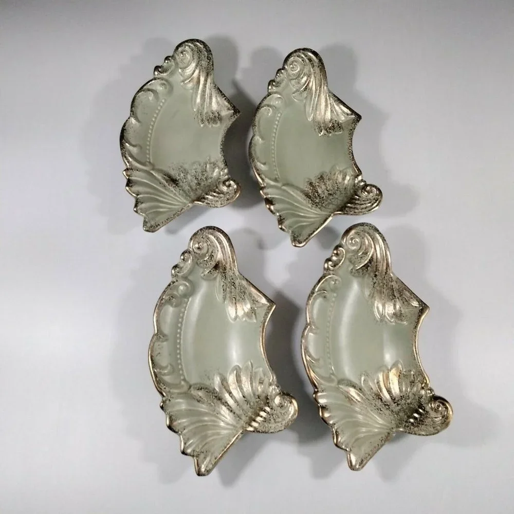 Florentine Nesting Serving Plates Chip Dip Set Ideal Originals 1962 Gold Gilded